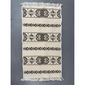 Area Rug Cream Brown 48x25" Scandinavian Southwest Design Cotton Blend